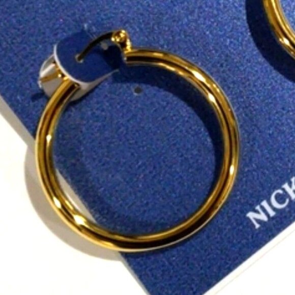 Elegant Gold-tone - Sensitive Ears - Hoop Earrings -- Women's Fashion Jewelry - Picture 3 of 9